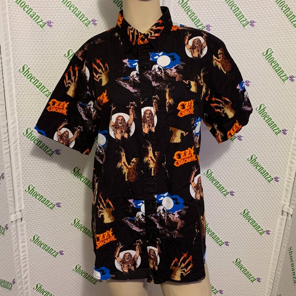 Middle Of Beyond Button Down Shirt Ozzy Osbourne Bark At The Moon MOB Mens M
